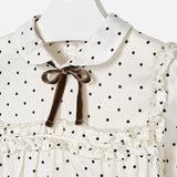 Mayoral Longsleeve Shirt Blouse Cream Brown Dots