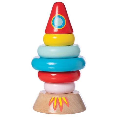 Manhattan Toy Co Magnetic Wood Stacker Rocket