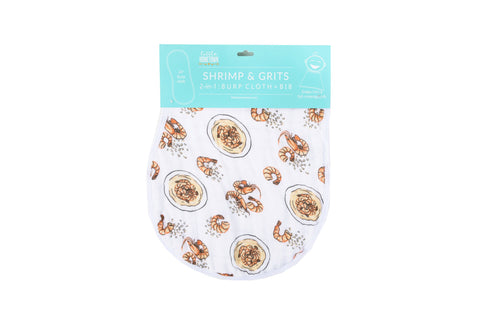 Little Hometown Shrimp and Grits Burp Cloth Bib